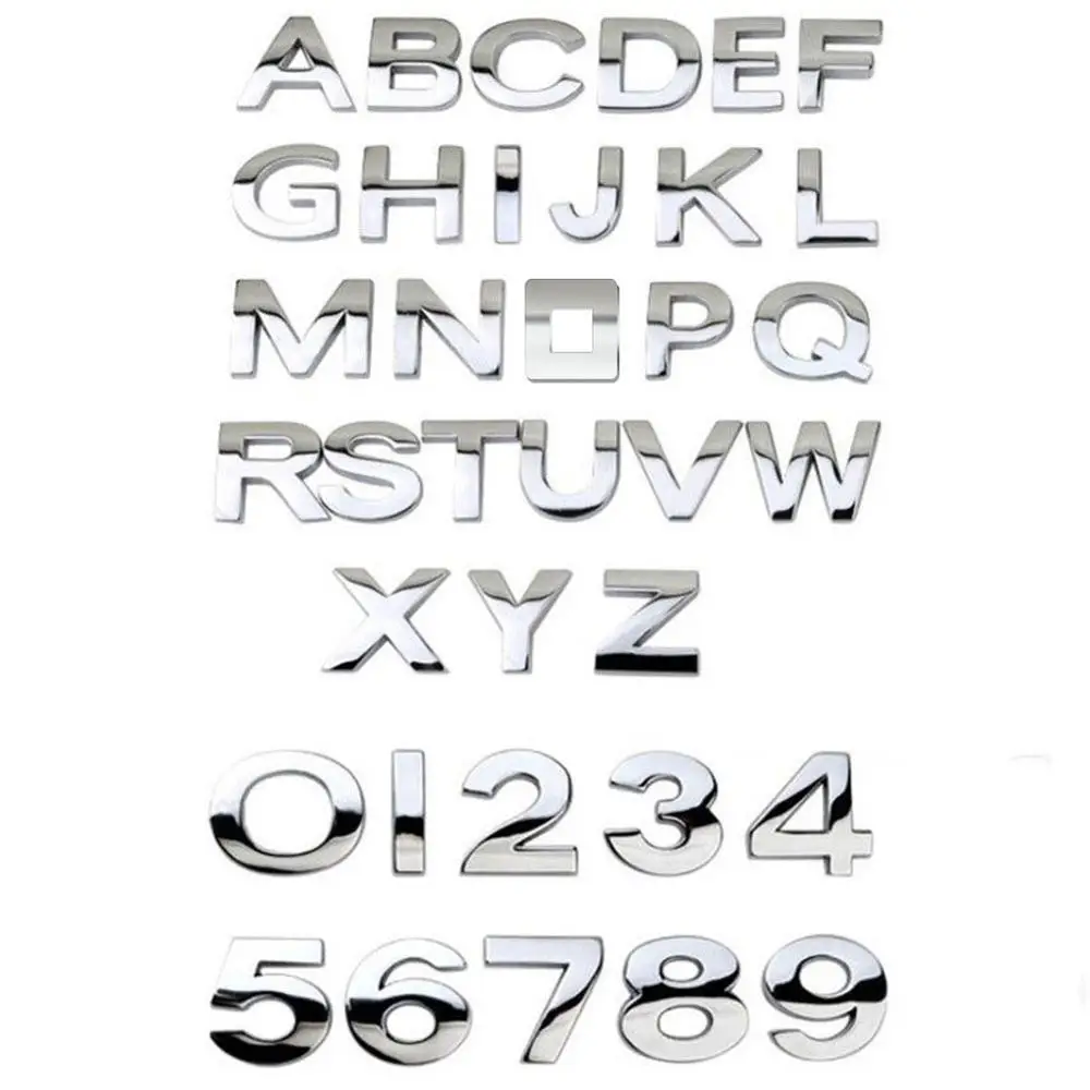 Металлические 3D наклейки серебряный значок хромированные буквы цифры логотип