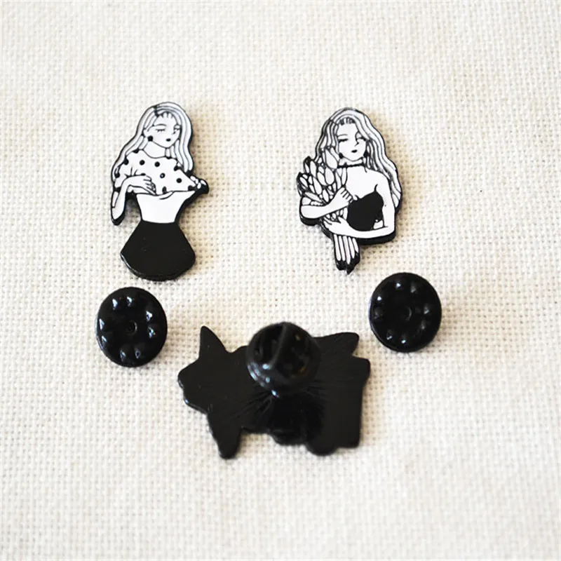 ENZE new fashion cartoon enamel girl avatar brooch bag badge clothing accessories collar needle for couple | Украшения и