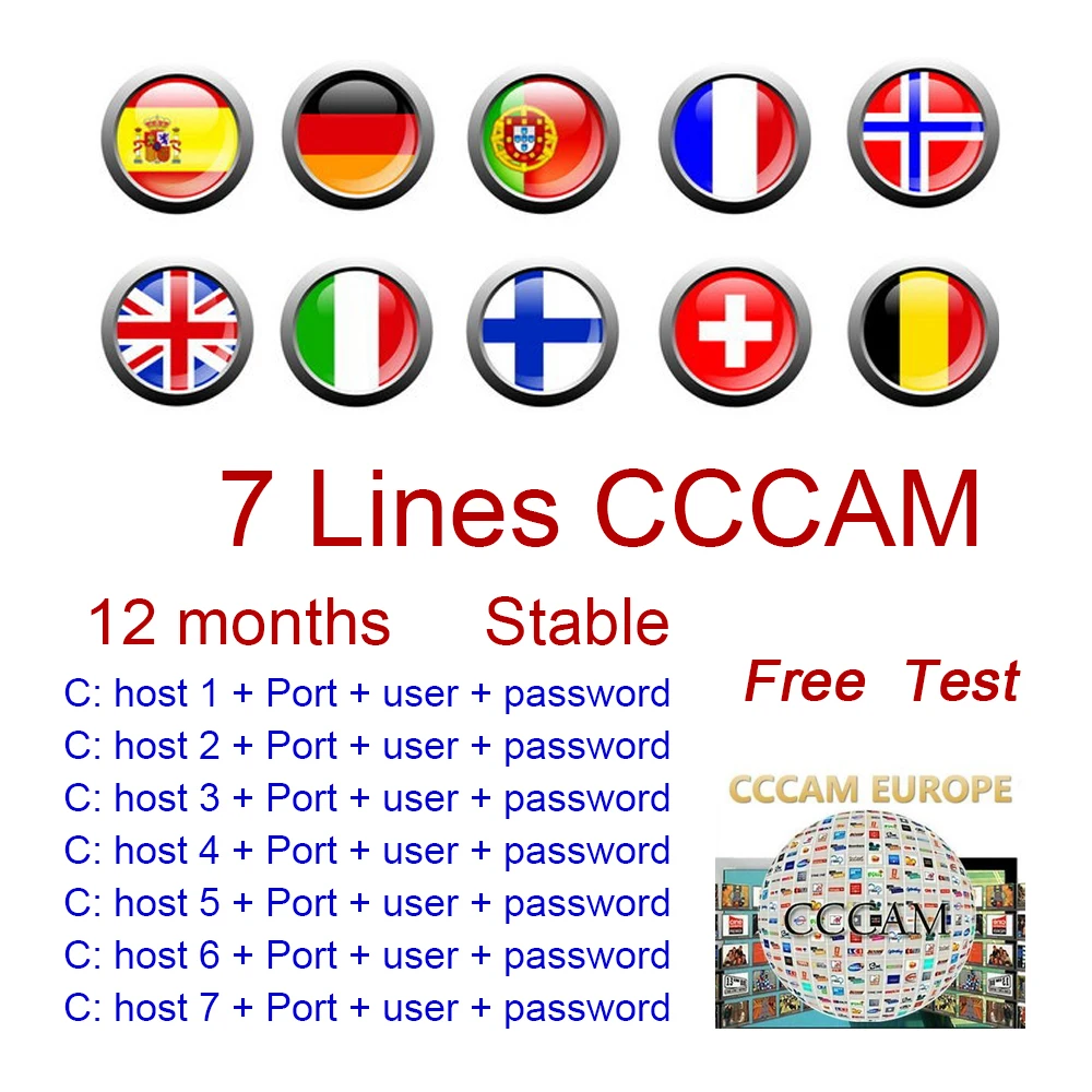 

Europa ccam 3/4/5/6/8 linhas satÃ©lite DVB-S2 para gtmedia v8 nova v8 honra v7s v8x v9 freesat oscam servidor teste 48h