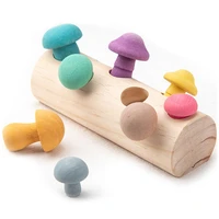 wooden rainbow blocks mushroom picking game montessori educational wooden baby toys developmental shape matching assembly grasp