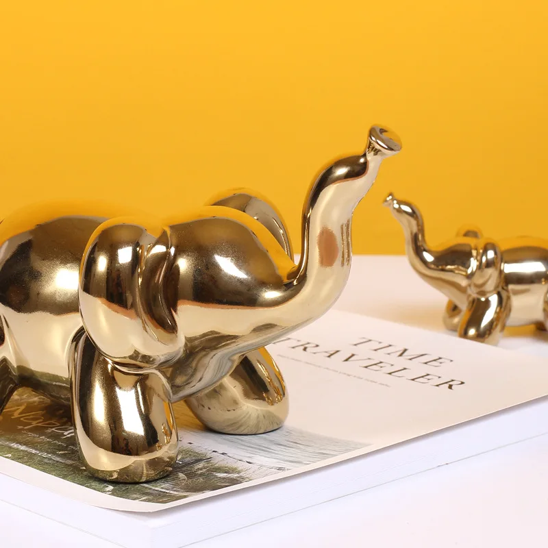 Золотые керамические животные обезьяна слон украшения для гостиной