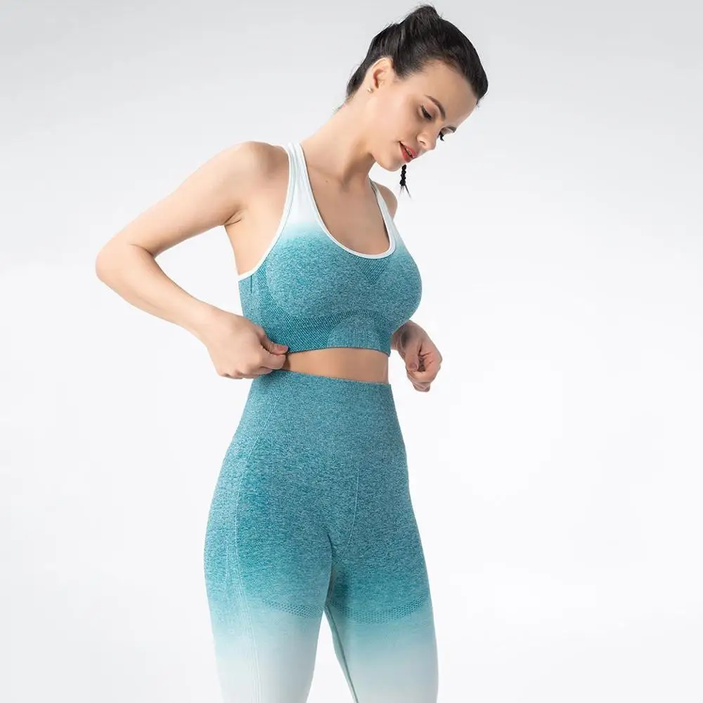 Бесшовный Набор для йоги 2019 Женская одежда фитнеса спортивная женская леггинсы