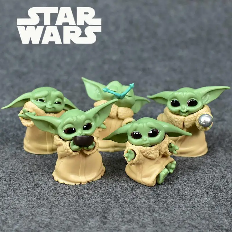 5 шт./компл. Baby Yoda 4 7 см Фигурки героев Grogu мандалор игрушки Детские экшн Звездные