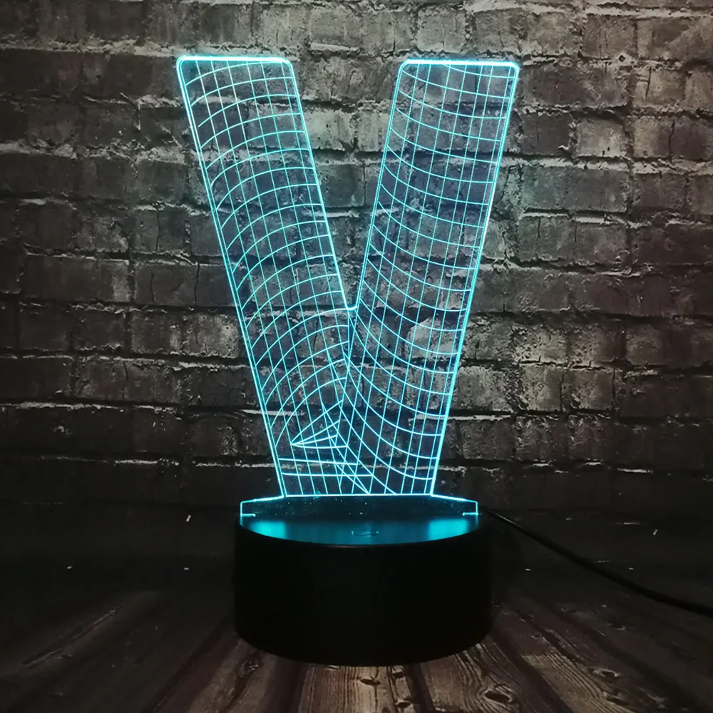 Новое 3D освещение Алфавит буквы V Виктори настольная лампа USB цветной светодиодный ночник Сенсорное украшение дома детский подарок на праздник