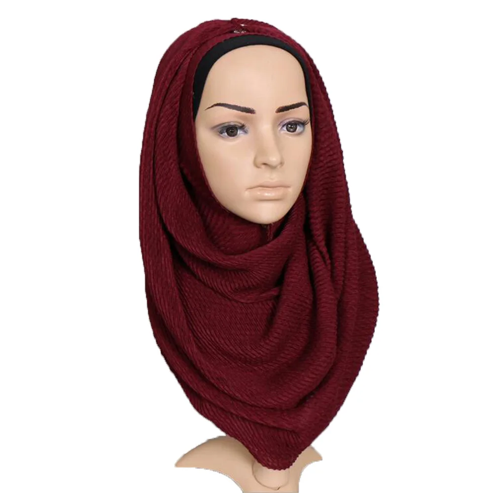 Женский мусульманский хиджаб шарф рябь Морщинка шаль обертывание платок длинные