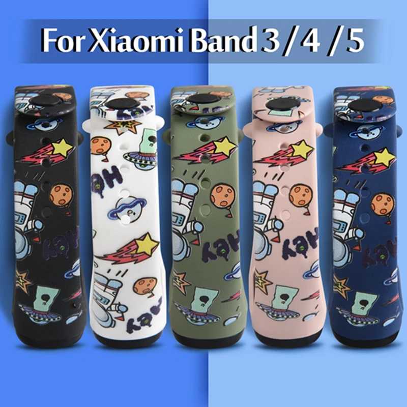 

Strap For Xiaomi Mi Band 6 5 Silicone Replacement Bracelet Mi5 Mi4 Transparent Carton Wristbands for xiaomi mi band6 5 4 3 Strap