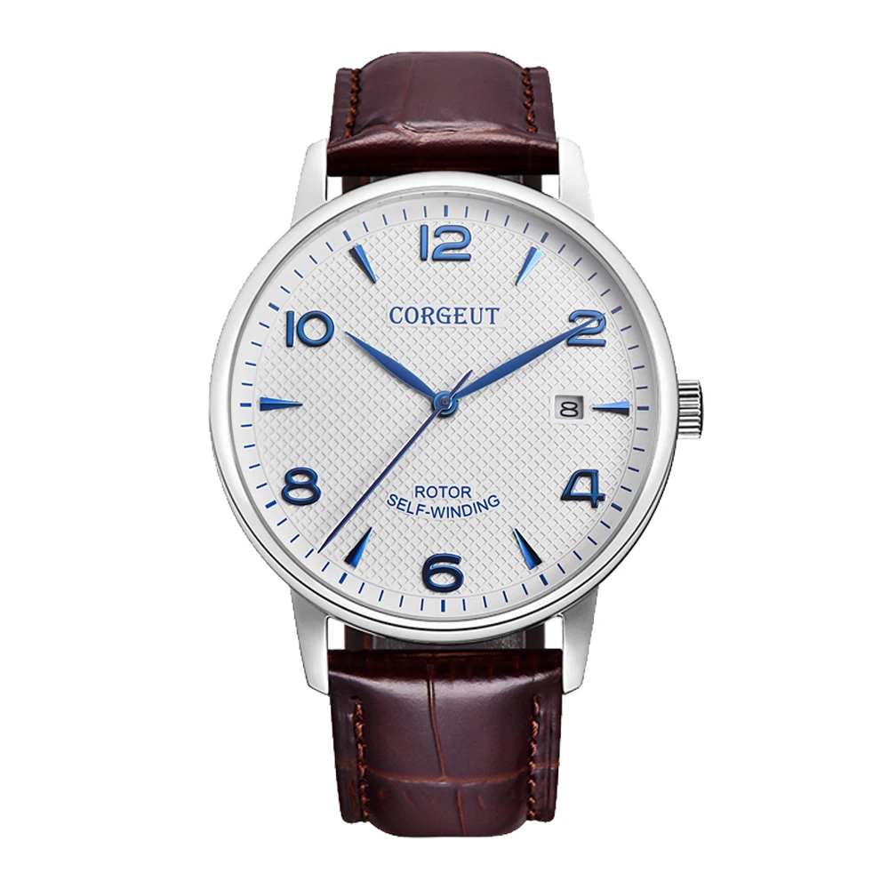 

CORGEUT Watch for Men Automatc Mechanical Watch Waterproof Wristwatch Relogio Masculino Luxury Watches Leather Male Clock