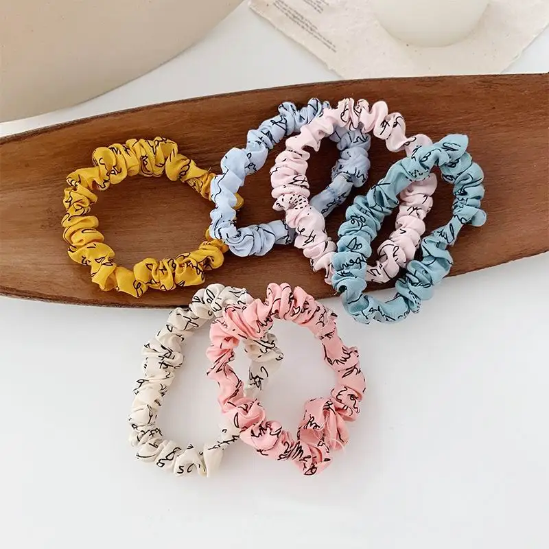 Женские эластичные резинки для волос Однотонные морщин в Корейском стиле 6