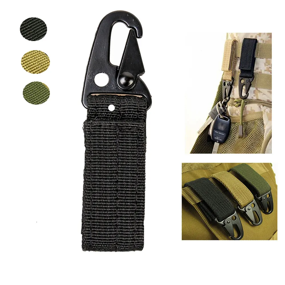 

Tactical Molle Strap Clip Buckle Backpack Webbing Carabiner High Strength Key Hook Quickdraw Clasp Hunting Hanging Belt Buckle