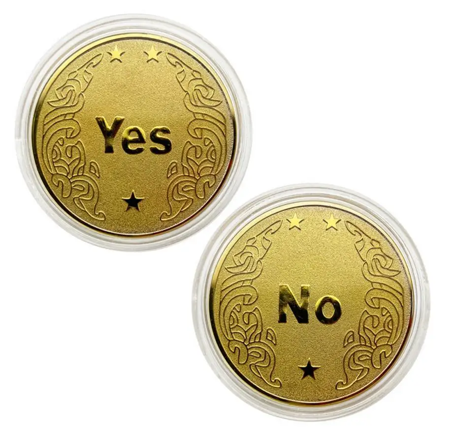 

Yes No Challenge Coin Souvenir Commemorative Game Coins Decor Case Antique Collection Memorabilia Gift Gold Silver 50pcs