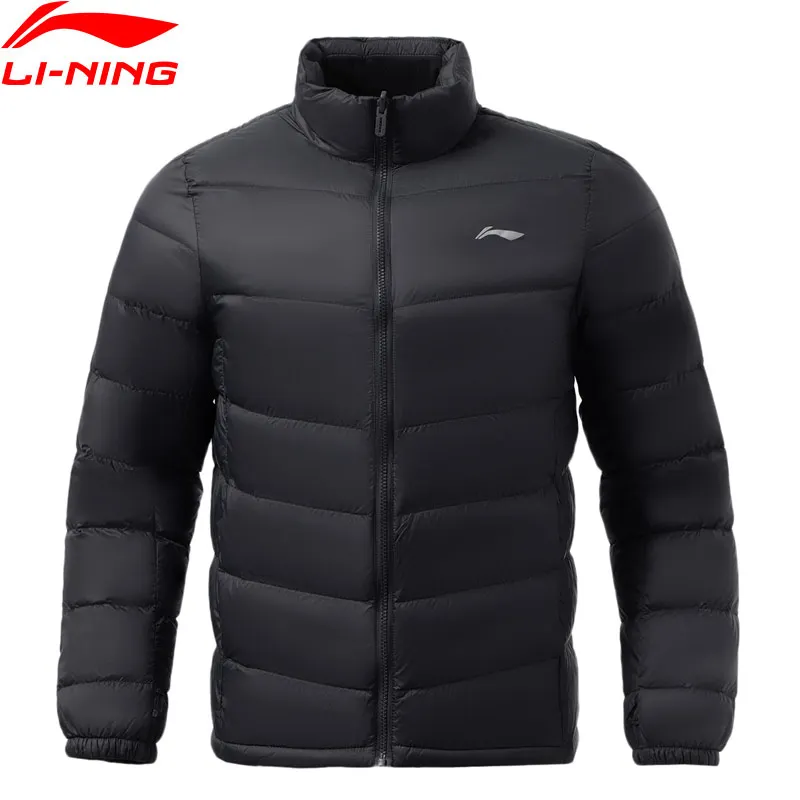 Li-Ning Men Training Short Lightweight Down Jacket 90% Duck Down Slim Fit Winter Warm LiNing Windproof Sports Coat AYMR145