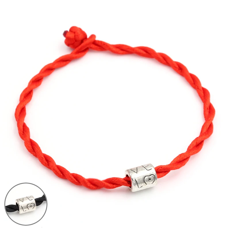 Черная нить искусственная счастливая красная веревка любовь буквы Шарм браслет