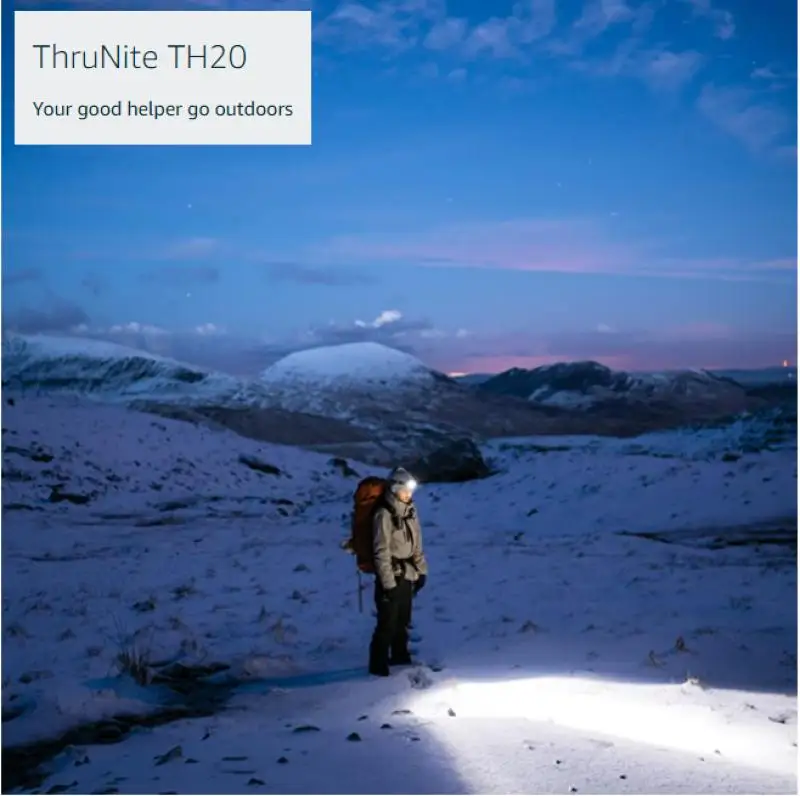 

ThruNite TH20 520 Lumen CREE XP-L LED Headlight Flashlight Waterproof IPX-8 EDC powered by a lithium-ion 14,500 750mAh battery