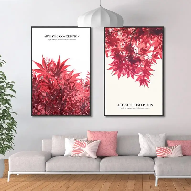 

Red Maple Leaves Autumn Poster Print Canvas Painting Picture Aisle Home Wall Art Graffiti Bedroom Modern Decoration Custom