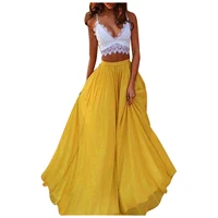 long women skirt high waist big hem a line swing skirt casual loose holiday party maxi long skirts solid color floor length