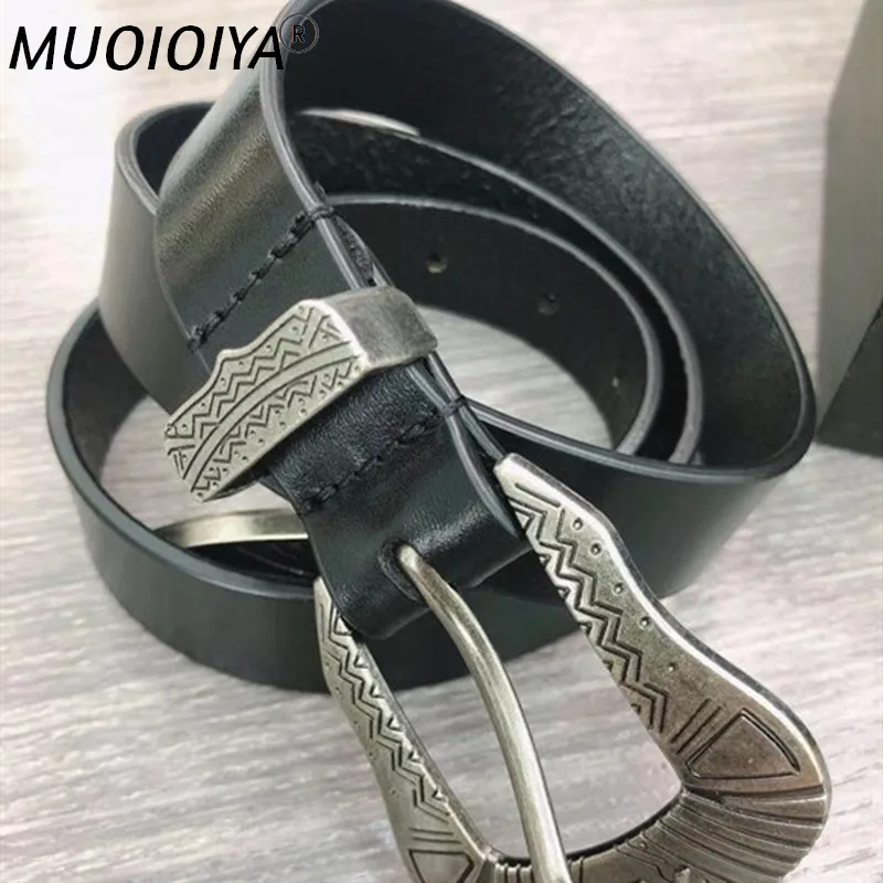 

2021 New Women Cowskin Belt Ladies High Quality Black Metal Buckle High Quality Jeans Skirt Waistband Clothes Decoration