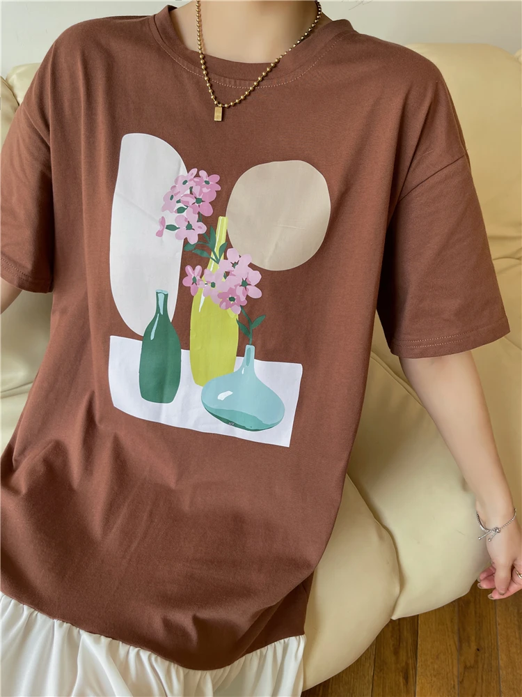 

2021 Summer Oversized Women Dress Fashion Printed Pattern Multi-layer Patchwork Long Dresses Brown Korean Clothes Female vestido