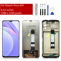 for xiaomi poco m3 lcd display touch screen digitizer assembly frame m2010j19cg screen for xiaomi m3 replacement repair parts