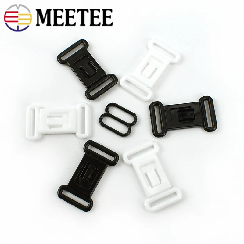

Meetee 50/100Sets 12.5mm Plastic Adjustable Hooks Buckles For Bra Decorative Bow Tie Clasps DIY Underwear Women's Accessories