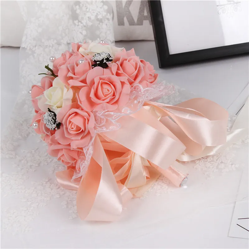 Gypsophila rose Bouquet Royal Pearls Beaded Bridal Wedding Bouquets Simple Durable Half Ball Bow Stitch Holding Flowers | Дом и сад
