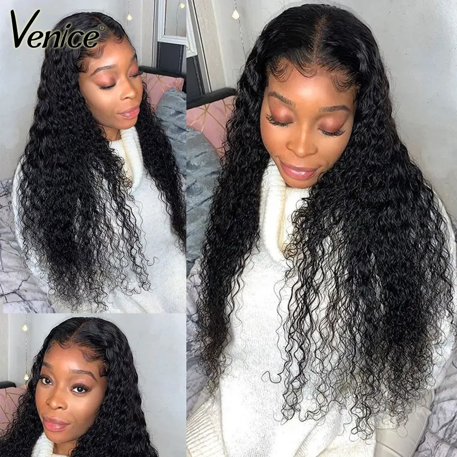 Венецианские волосы 13х6 человеческие на фронте парики для черных женщин кудрявые