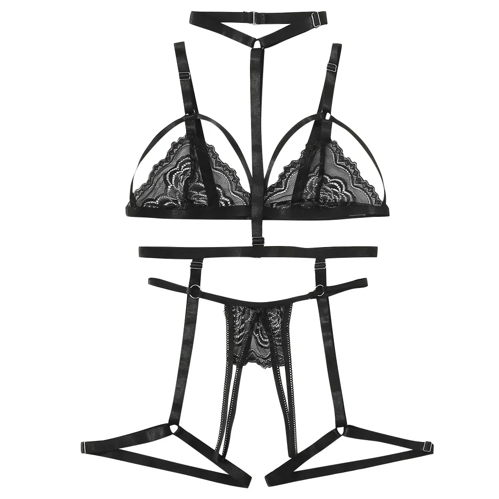 

Lace Transparent Sexy Lingerie Women's Underwear Sets Erotic Hot Bra Thong Garter Sets Sensual Lingerie Women Sexy Underwear