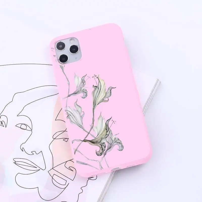 

Watercolor flowers gold leaves Phone Case Candy Color for iPhone 6 7 8 11 12 s mini pro X XS XR MAX Plus