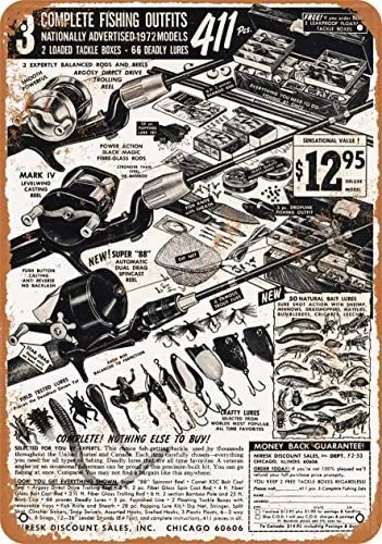 

12 x 16 inches Metal Vintage Funny Tin Sign 1972 Fishing Gear