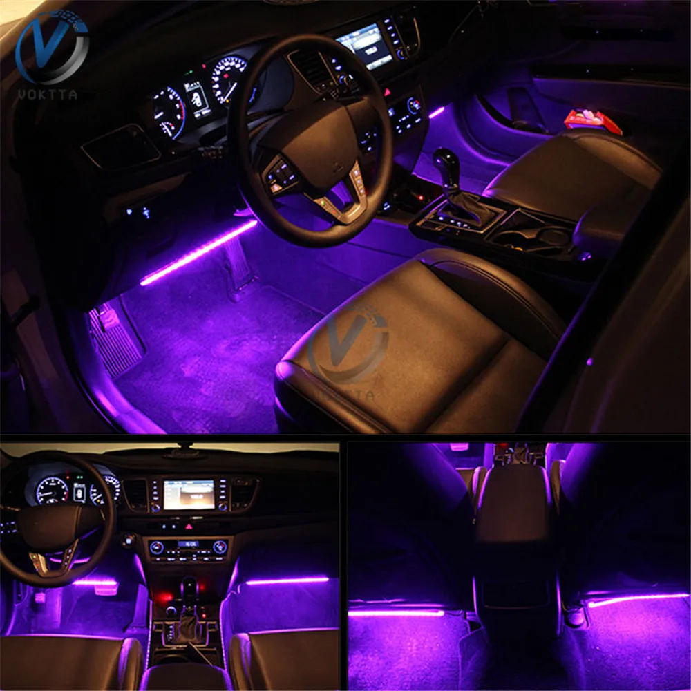 Auto RGB Color 9 LED Strip Light Car Interior Atmosphere Wireless Music Control Automatic Controller One for Four | Освещение