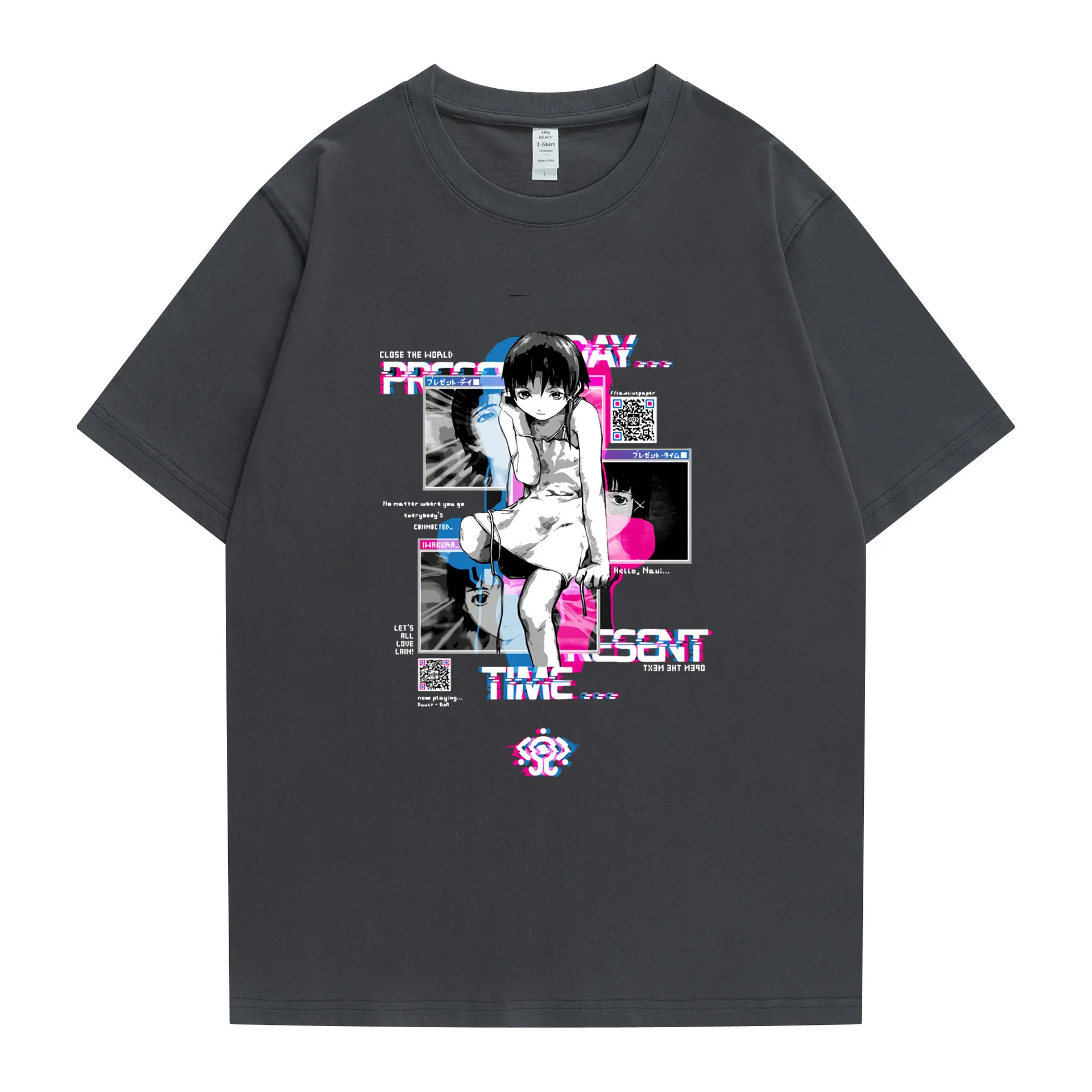 

New Style Glitch Serial Experiments Lain Men T-shirt Anime Short Sleeve White Cotton Harajuku T-shirts Fashion Streetwear Summer