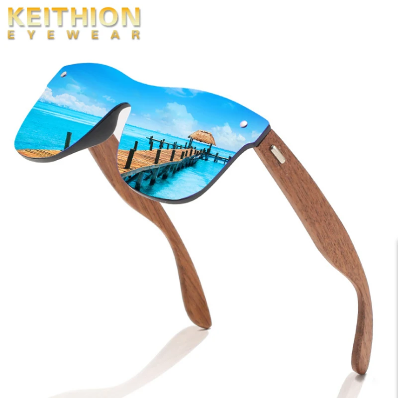 

KEITHION Natural Black Walnut Sun Glasses for Men Polarized Sunglasses Wood Oculos De Sol Masculino Feminino UV400