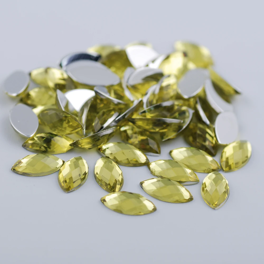 Light yellow 5x10 мм, 100 штук, плоская задняя сторона, маркиза, грань земли, прозрачный кристалл, цветные акриловые стразы, бусины для украшения своими руками - Цвет: Light yellow