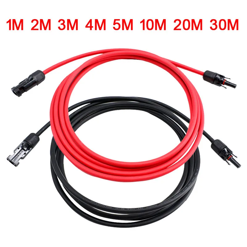 

1M 2M 3M 5M 10m 20m 30m TUV Solar PV CONNECTOR WIRE Cable 2.5mm2 4mm2 6mm2 with connector Tinned-Copper Conductor 10 12 14AWG