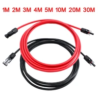 1m 2m 3m 5m 10m 20m 30m tuv solar pv connector wire cable 2 5mm2 4mm2 6mm2 with connector tinned copper conductor 10 12 14awg