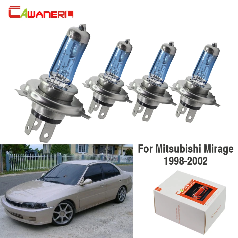 

Cawaner For Mitsubishi Mirage 1998-2002 100W H4 Car Halogen Bulb Hi/Lo Warm White 4300K 12V Automotive Headlight Light 4 Pieces