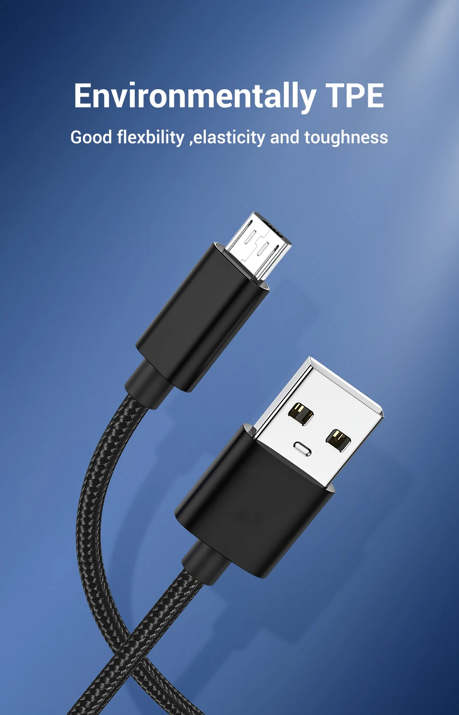 Micro USB Cable 2.4A Fast Charge USB Data Nylon Cable for Xiaomi Huawei Samsung Microusb Charger Cord Android Phone Cables