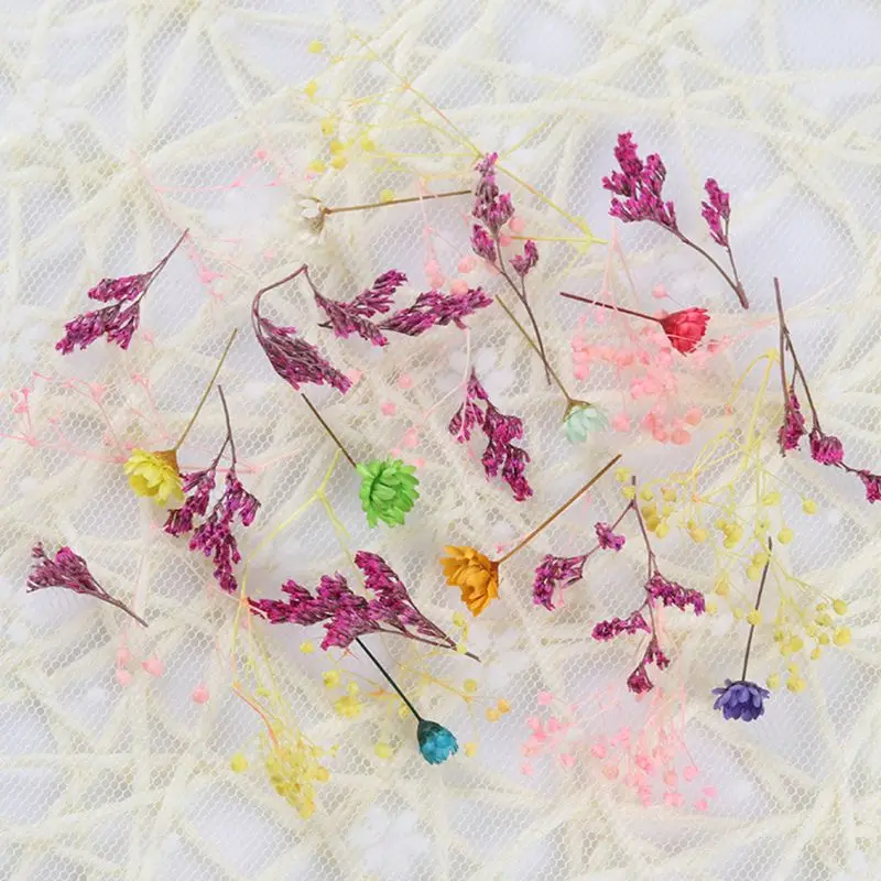 

1Box Epoxy Filler Real Dried Flower Mixed 3D Nail Stickers Decor Herbarium Craft