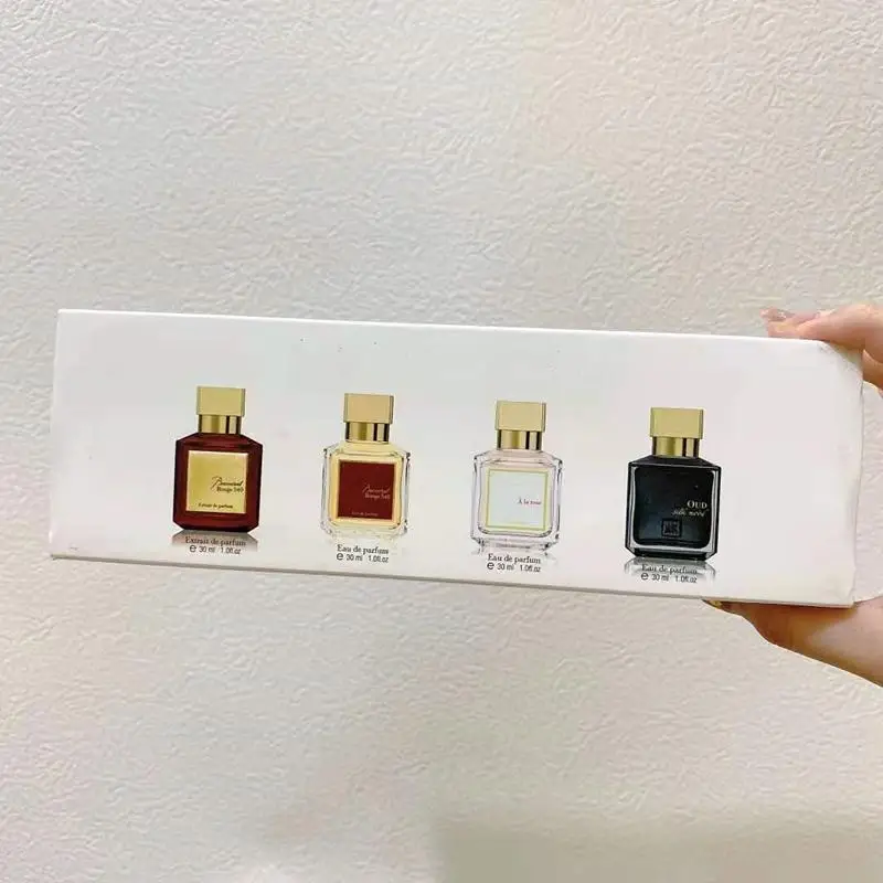 

Top quality Perfume Set extrait de parfum Rouge 540 Red A la rose Oud silk wood women men Fragrance 4*30ML 4pcs in 1 with box