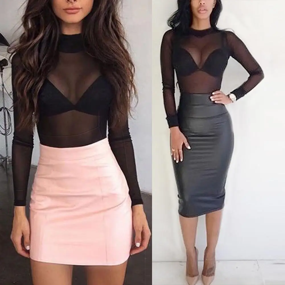 Осенне зимняя сексуальная женская футболка с длинным рукавом и высоким