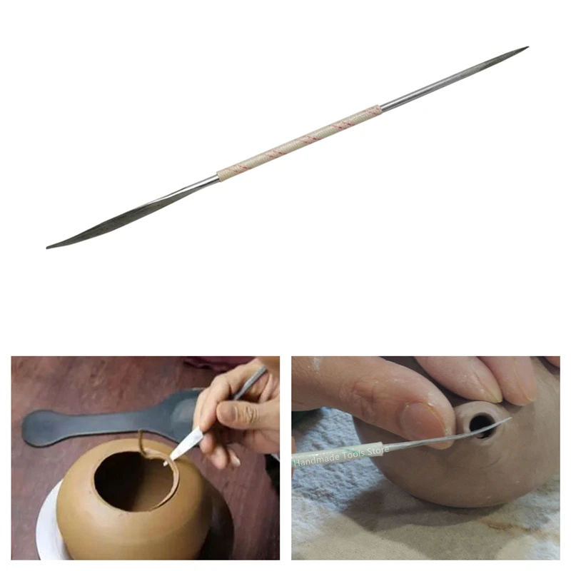 

1PCS Pottery Digging Spout Knife Steel Needle Punching Cutting Clay DIY Ceramic Sculpture Repair Rough Engraving Modeling Tools