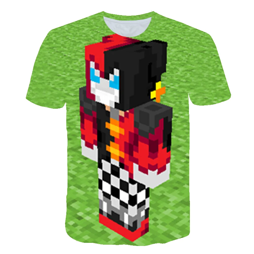

Summer Children Boys And Girls Short Sleeve T-Shirt My World Game Cartoon Character Costumes, 3D Printing O-neck 2021