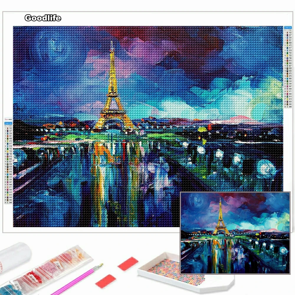 

Алмазная 5D картина «Парижская Звездная ночь», картина «Эйфелева башня», искусство искусства, мозаика, вышивка крестиком, домашний декор
