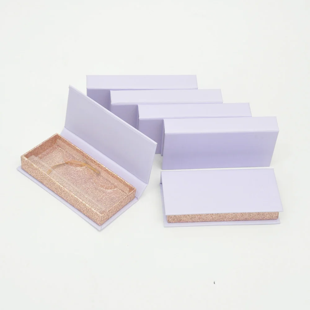

50/pack Wholesale Lash Boxes Packaging Eyelash Box Package Custom Book style Pink Glitter Faux Cils Makeup Storage Case Vendors