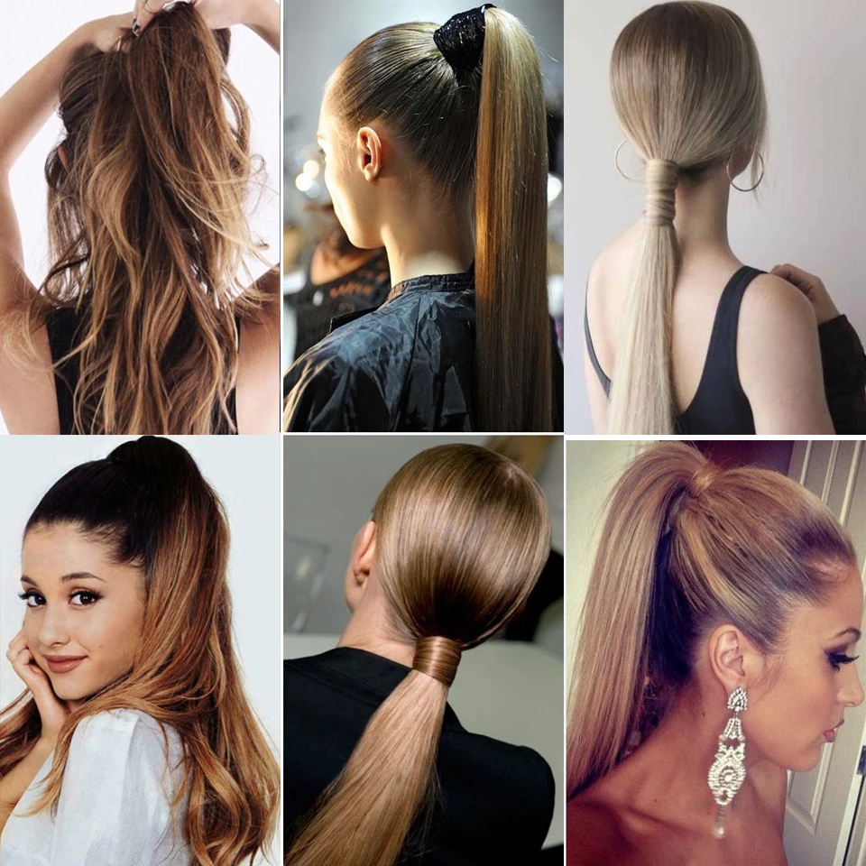 

Belle Show 22" Wavy Ponytail Fake Hair For Women Wrap Around Long Straight Clip In Ponytail Hair Extensions Blonde Pony Tail