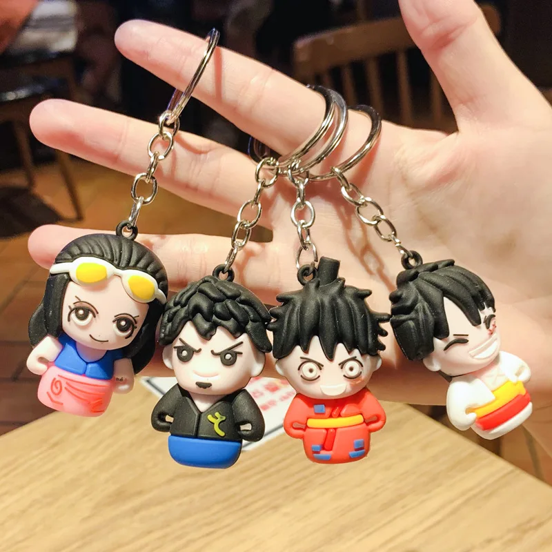 

Bandai Creative Anime Keychain New Q Version One Piece Samurai Key Chain Cartoon Gift Bag Pendant Car Keyring