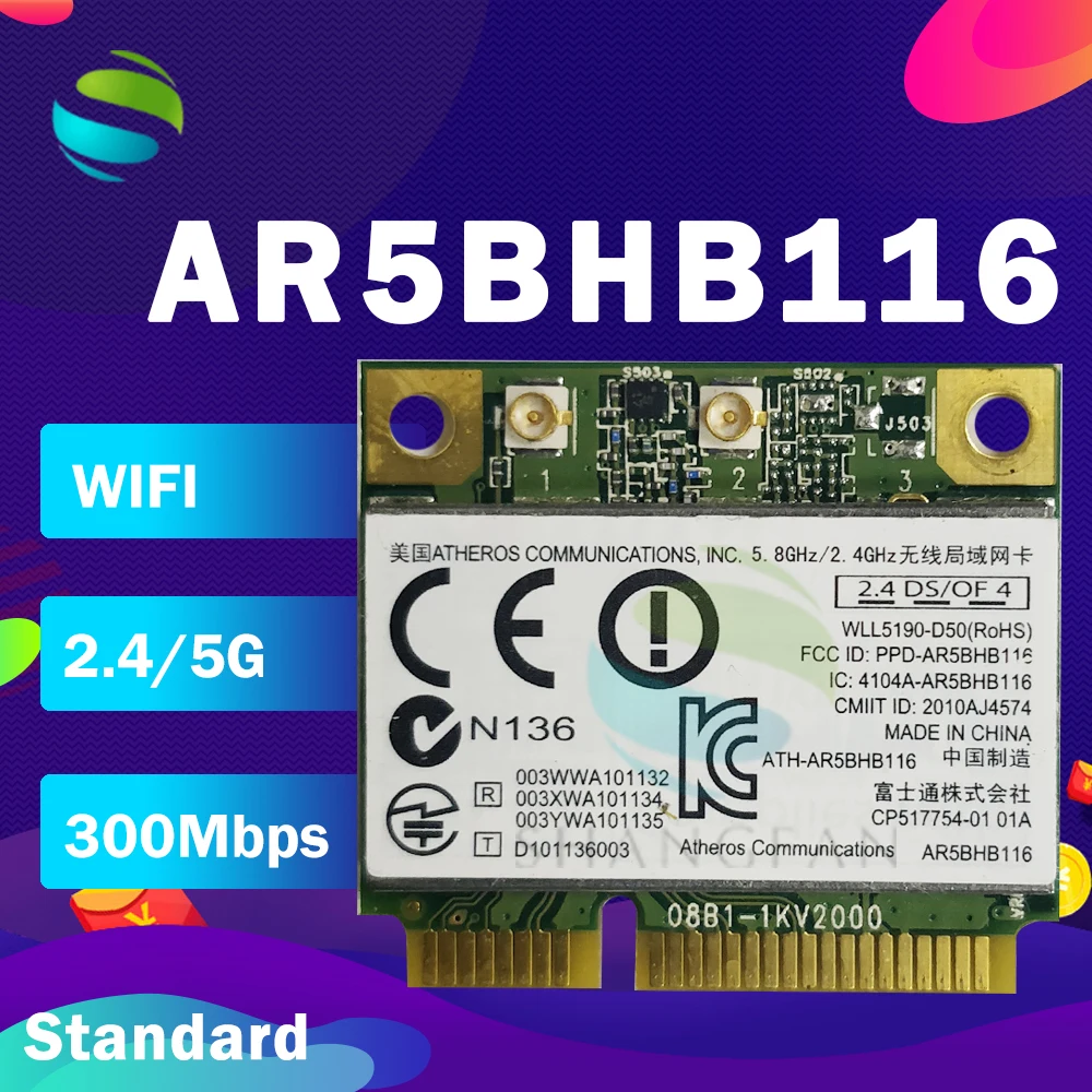 

Atheros AR9382 AR5BHB116 300Mbps Half Mini PCI Express Wireles WLAN WIFI Card