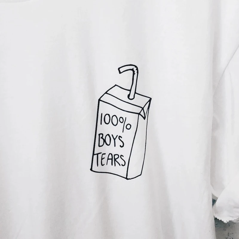 100% футболки Boys Tears женская футболка tumblr с коротким рукавом забавная Женская