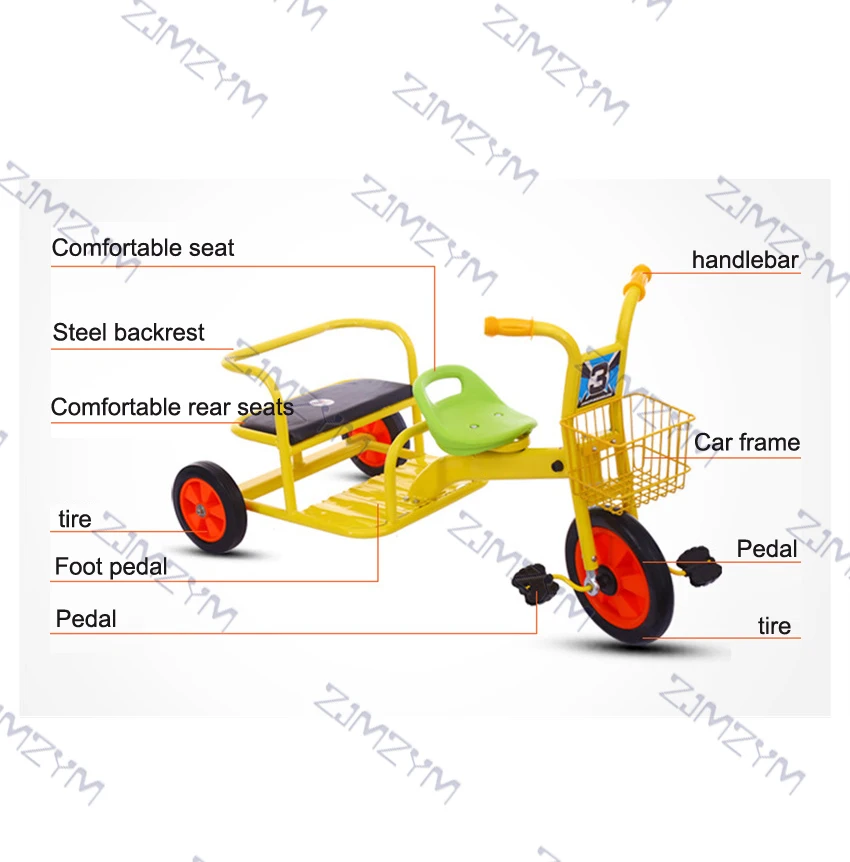 Kindergarten Double Pedal Children's Tricycle 1-8 Years Old Bicycle Outdoor Sports Stroller Taxi Trike Tandem For Kids | Спорт и