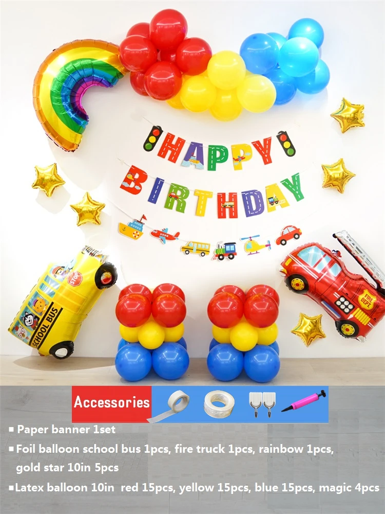 1 комплект украшение для дня рождения баннер с днем мальчиков школьный автобус