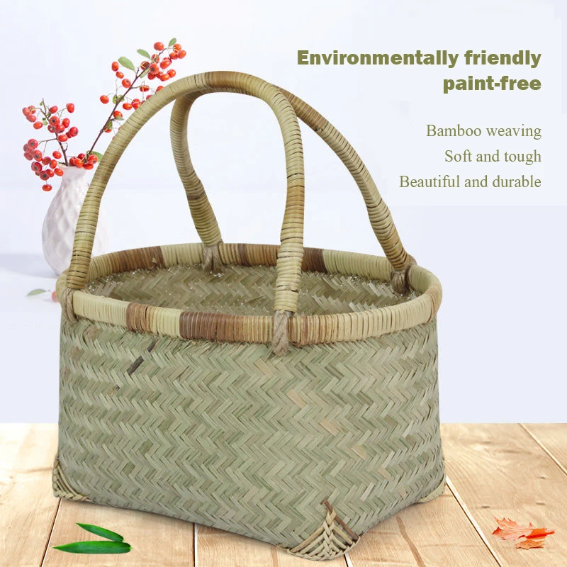 Бамбуковая плетеная корзина ручной работы для фруктов и овощей бамбуковая